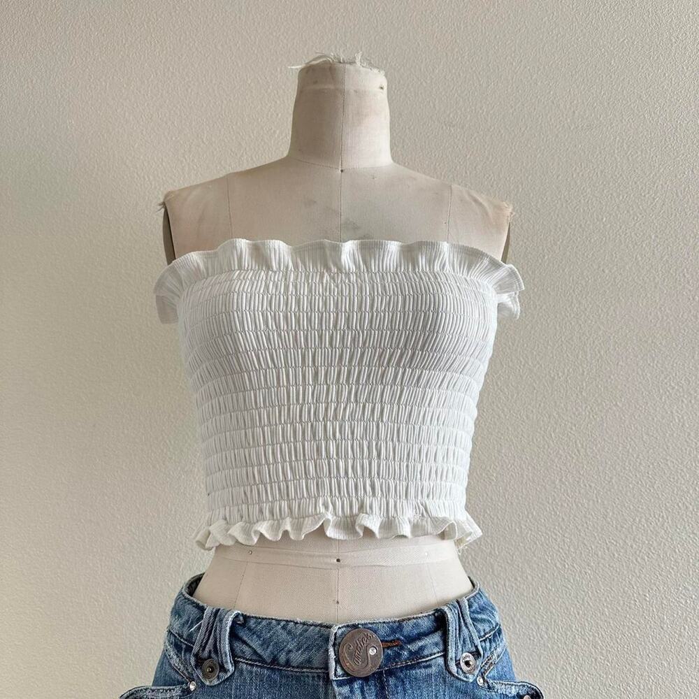 handmade white ruched bandeau - Picture 2 of 6